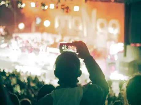 Une scène de concert, vue d'un Flash ouvert.